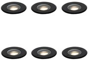 Set van 6 Moderne buiten grondspots zwart 35 mm verstelbaar IP65 - Delux Modern GU10 IP65 Buitenverlichting