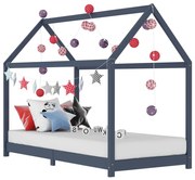 vidaXL Kinderbedframe massief grenenhout grijs 90x200 cm