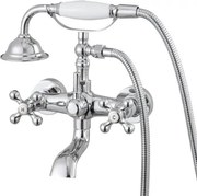 VEVOR Klauwpoot Wandgemonteerde Badkraan met Handdouche, Vintage Badkraan met Verstelbare Draaiarmen en 360° Draaibare Uitloop, Gepolijste Chromen Badkraanset