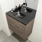 Mondiaz Olan 60cm toiletmeubel dark brown met wastafel urban midden geen kraangat