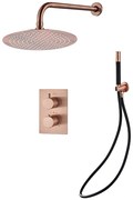 Saniclear Copper Pro inbouw regendouche met wandarm en 30cm hoofddouche geborsteld koper zwart