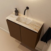 Mondiaz Ture DLux toiletmeubel 60cm rust met wastafel frappe midden zonder kraangat