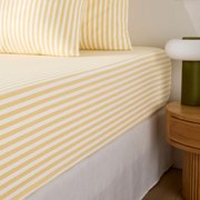 Hoeslaken katoen, omslag 30 cm, geweven-geverfde strepen, SOIZIC JAUNE