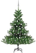 vidaXL Kunstkerstboom Nordmann met LED's en kerstballen 150 cm groen