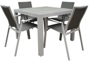 New Valley Fresno dining tuinset 100x100xH74 cm 5 delig aluminium wit