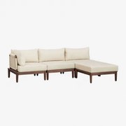 3-delige Modulaire Hoekbank En Poef In Acacia Giulia Beige – Crème - Sklum