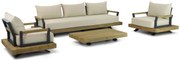 Stoel en Bank Loungeset 5 personen Aluminium/Teak Old teak greywash  Santika Furniture Santika