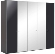 Goossens Kledingkast Easy Storage Ddk, Kledingkast 253 cm breed, 220 cm hoog, 2x draaideur en 3x spiegel draaideur midden