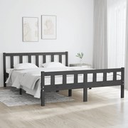 vidaXL Bedframe massief hout grijs 120x200 cm