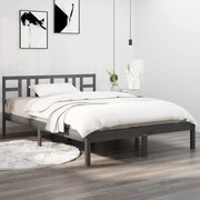 vidaXL Bedframe massief hout grijs 150x200 cm 5FT King Size