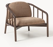 Loungefauteuil Balin van essenhout met teddy-bekleding