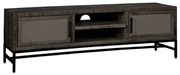 Tower Living Mangohout Tv-meubel Met Rotan Zwart 160 Cm Carini - 160x40x50cm.