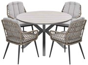 Garden Impressions Kalibo tuinset 5-delig - Tulli tuintafel Ø122x75 cm light teak vironwood