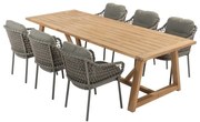 Noah Jura dining tuinset 260x100xH75 cm 7 delig teak Olijf 4 Seasons Outdoor