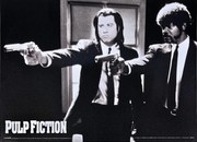 Metalen bord Pulp Fiction - Black and White Guns