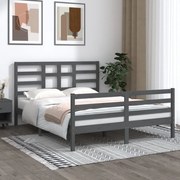 vidaXL Bedframe massief hout grijs 150x200 cm 5FT King Size