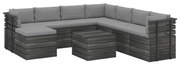 vidaXL 9-delige Loungeset pallet met kussens massief grenenhout