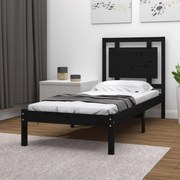 vidaXL Bedframe massief hout zwart 75x190 cm 2FT6 Small Single