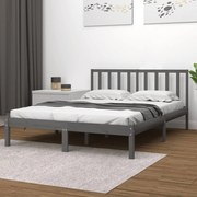 vidaXL Bedframe massief grenenhout grijs 140x190 cm