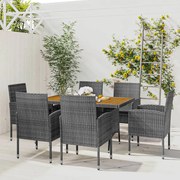 vidaXL 7-delige Tuinset poly rattan grijs