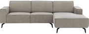 Goossens Hoekbank Hercules grijs, microvezel, 2,5-zits, modern design met chaise longue rechts