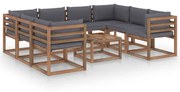 vidaXL 9-delige Loungeset met antracietkleurige kussens