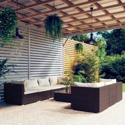 vidaXL 8-delige Loungeset met kussens poly rattan bruin