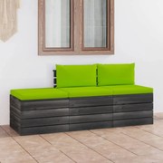 vidaXL 3-delige Loungeset met kussens pallet massief grenenhout