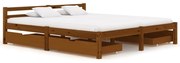 vidaXL Bedframe met 4 lades massief grenenhout honingbruin 160x200 cm