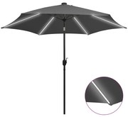 vidaXL Parasol met LED-verlichting en aluminium paal 300 cm antraciet