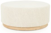 Eleonora Avah Ronde Hocker Beige Met Eiken Rand