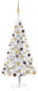 vidaXL Kunstkerstboom met LED's en kerstballen 120 cm PET zilverkleur