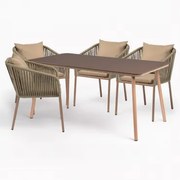 Set Van Rechthoekige Tafel (160x90 Cm) En 4 Arhiza Classic Tuinstoelen Bruin - Mokka - Sklum