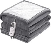 VEVOR Elektrische deken, 130 x 180 cm, Zachte flanellen lamswollen elektrische deken, Verwarmend bed met 9 tijdinstellingen en 6 verwarmingsstanden, Warme deken als verjaardagscadeau, Grijs