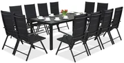 Aluminium tuinmeubelen polywood met grote tafel Verona voor 12 personen Garden Point zwart