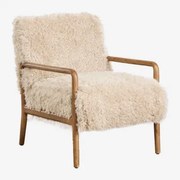 Pakket Van 2 Maylene Rubberhouten Fauteuils Crème Beige Synthetisch Haar - Sklum