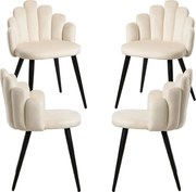 Set 4 Hand Fluwelen Stoelen Zwarte Poten