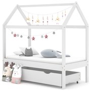 vidaXL Kinderbedframe met lade massief grenenhout 70x140 cm wit