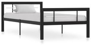 vidaXL Bedframe metaal zwart en wit 90x200 cm