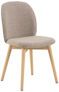 Eetkamerstoel Met Houten Poten Beige Boucle