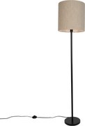 Moderne vloerlamp zwart met beige bouclé kap 40cm - Simplo