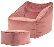 Natalia Velvet Armchair Bean Bag + Footstool