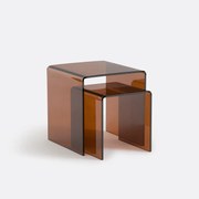 Set van 2 nestbare bijzettafeltjes van gehard glas, Joan