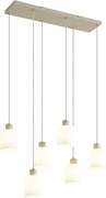 Scandinavische hanglamp beige met wit glas 6-lichts - Wisp
