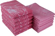 Keuken- & Theedoek bloem – set van 12 – roze
