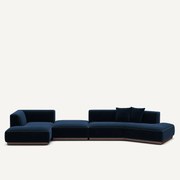 Open hoekbank links met fluwelen voetensteun, JACOPO