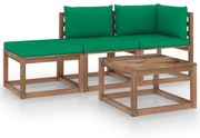 vidaXL 4-delige Loungeset pallet met kussens geïmpregneerd grenenhout