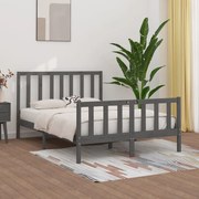 vidaXL Bedframe massief hout grijs 120x190 cm 4FT Small Double