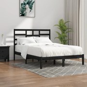 vidaXL Bedframe massief hout zwart 135x190 cm 4FT6 Double