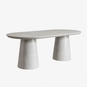 Ovalen Eettafel 220x95 Cm In Cement Noemi Zand Grijs - Sklum